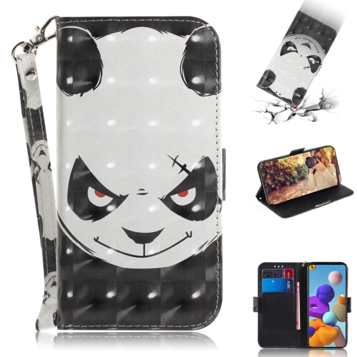 

For Samsung Galaxy A21s 3D Painted Pattern Magnetic Attraction Horizontal Flip Leather Case with Holder & Card Slot & Wallet & Lanyard(Angry Bear)