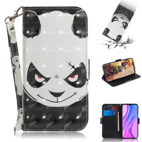 

For Xiaomi Redmi 9 3D Painted Pattern Magnetic Attraction Horizontal Flip Leather Case with Holder & Card Slot & Wallet & Lanyard(Angry Bear)