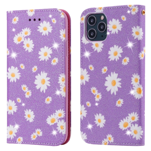 

For iPhone 11 Pro Max Glittering Daisy Magnetic Horizontal Flip Leather Case with Holder & Card Slots & Photo Frame(Purple)