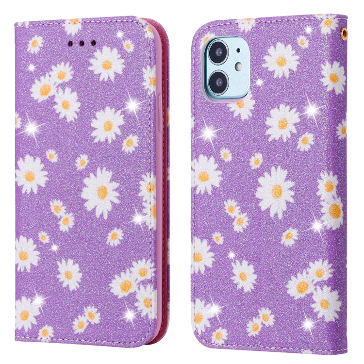 

For iPhone 11 Glittering Daisy Magnetic Horizontal Flip Leather Case with Holder & Card Slots & Photo Frame(Purple)