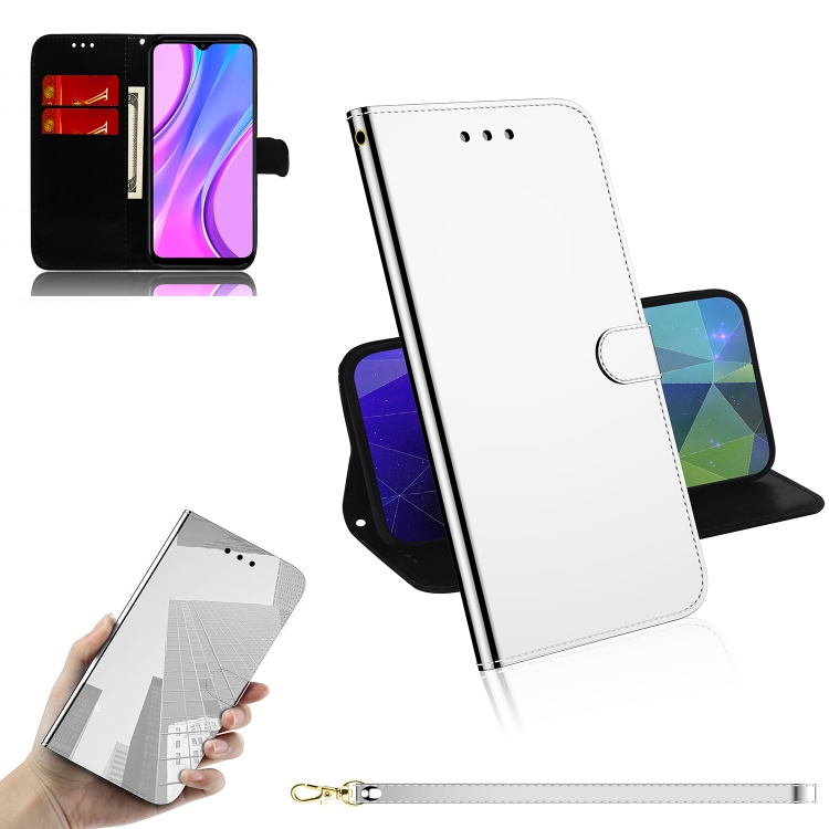 

For Xiaomi Redmi 9 Lmitated Mirror Surface Horizontal Flip Leather Case with Holder & Card Slots & Wallet & Lanyard(Silver)