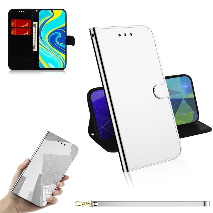 

For Xiaomi Redmi Note 9 Pro Lmitated Mirror Surface Horizontal Flip Leather Case with Holder & Card Slots & Wallet & Lanyard(Silver)