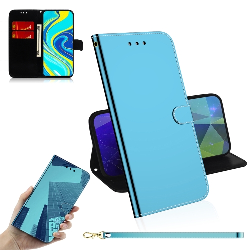 

For Xiaomi Redmi Note 9s / Note 9 Pro Max Lmitated Mirror Surface Horizontal Flip Leather Case with Holder & Card Slots & Wallet & Lanyard(Blue)