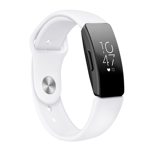 

For Fitbit Inspire HR Solid Color Silicone Strap A Type Size: Large Size(White)