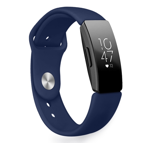 

For Fitbit Inspire HR Solid Color Silicone Strap A Type Size: Large Size(Navy Blue)