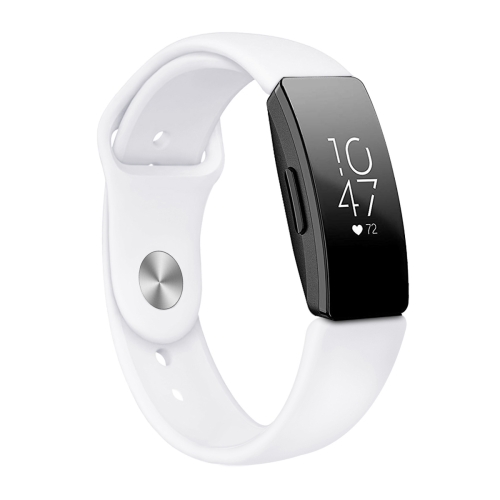 

For Fitbit Inspire HR Solid Color Silicone Strap A Type Size: Small Size(White)