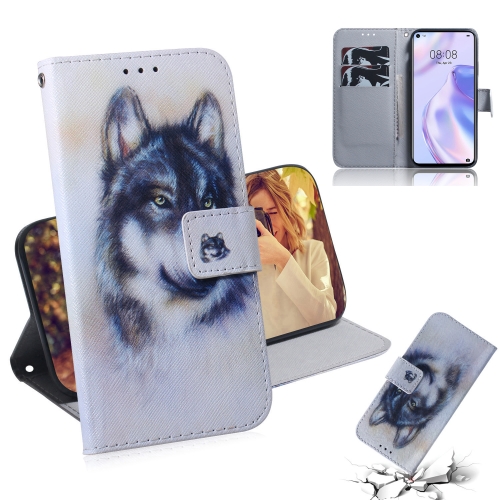 

For Huawei P40 Lite 5G Colored Drawing Horizontal Flip Leather Case with Holder & Card Slot & Wallet(White Wolf)