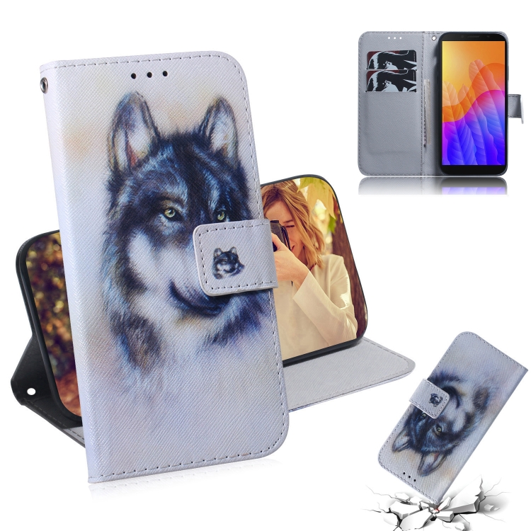 

For Huawei Y5P Colored Drawing Horizontal Flip Leather Case with Holder & Card Slot & Wallet(White Wolf)