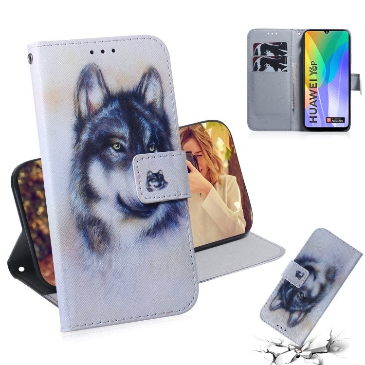 

For Huawei Y6P Colored Drawing Horizontal Flip Leather Case with Holder & Card Slot & Wallet(White Wolf)