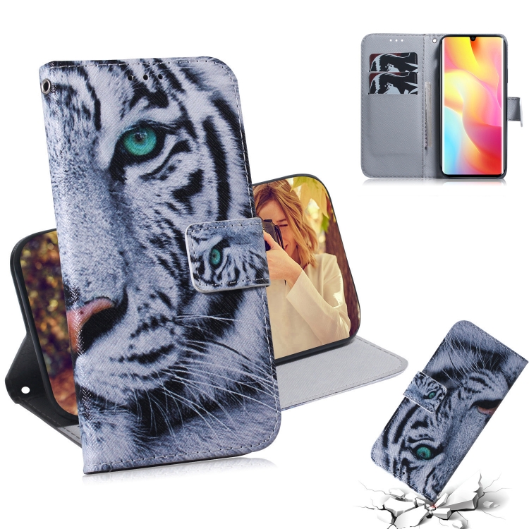 

For Xiaomi Mi Note 10 Lite Colored Drawing Horizontal Flip Leather Case with Holder & Card Slot & Wallet(Tiger)
