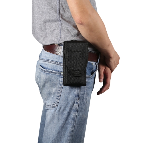 

For 6.7 inch and Below Phones Multifunctional Universal Vertical Nylon Fabric Waist Bag Tactical Belt Bag(Black)