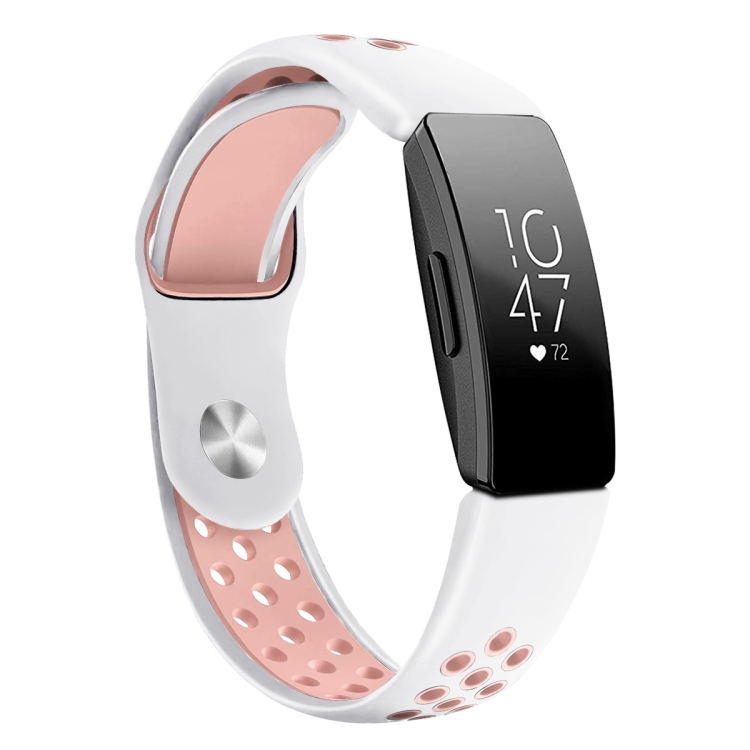 

For Fitbit Inspire HR Two-color Silicone Strap Size: Large Size(White Powder)