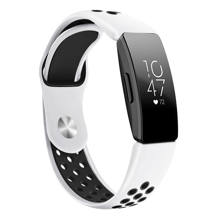 

For Fitbit Inspire HR Two-color Silicone Strap Size: Large Size(White Black)