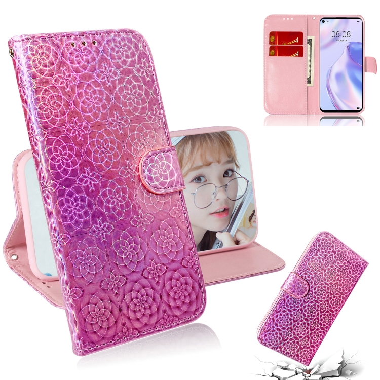

For Huawei P40 lite 5G Solid Color Colorful Magnetic Buckle Horizontal Flip PU Leather Case with Holder & Card Slots & Wallet & Lanyard(Pink)