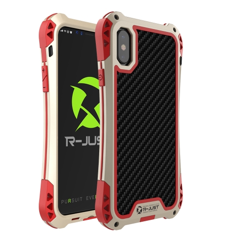 

For iPhone XS / X R-JUST AMIRA Shockproof Dustproof Waterproof Metal Protective Case(Gold Red)