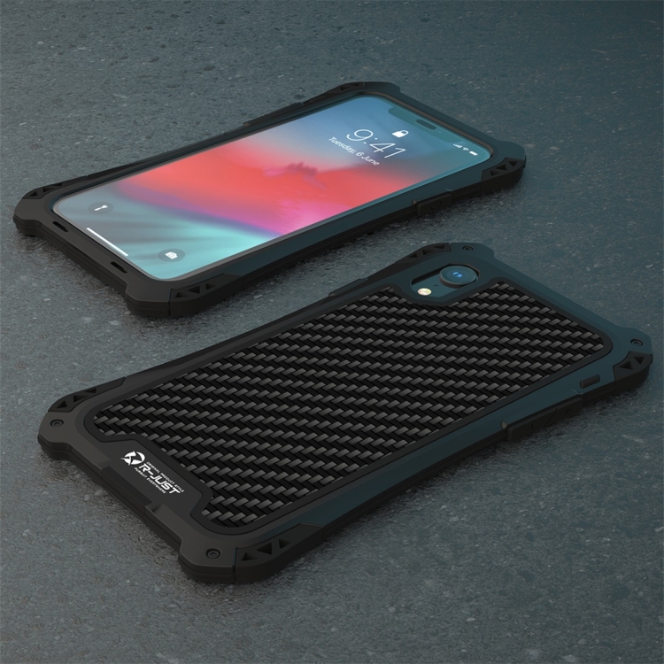 

For iPhone XR R-JUST AMIRA Shockproof Dustproof Waterproof Metal Protective Case(Black)