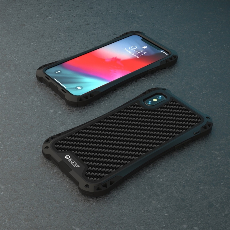 

For iPhone XS Max R-JUST AMIRA Shockproof Dustproof Waterproof Metal Protective Case(Black)
