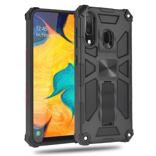 

For Samsung Galaxy A20 / A30 Shockproof TPU + PC Magnetic Protective Case with Holder(Black)