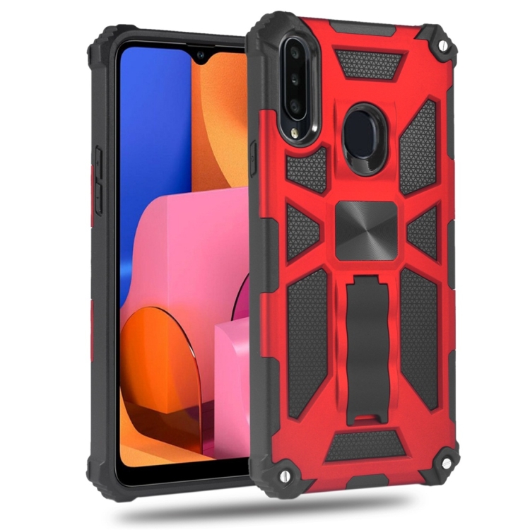 

For Samsung Galaxy A20s Shockproof TPU + PC Magnetic Protective Case with Holder(Red)