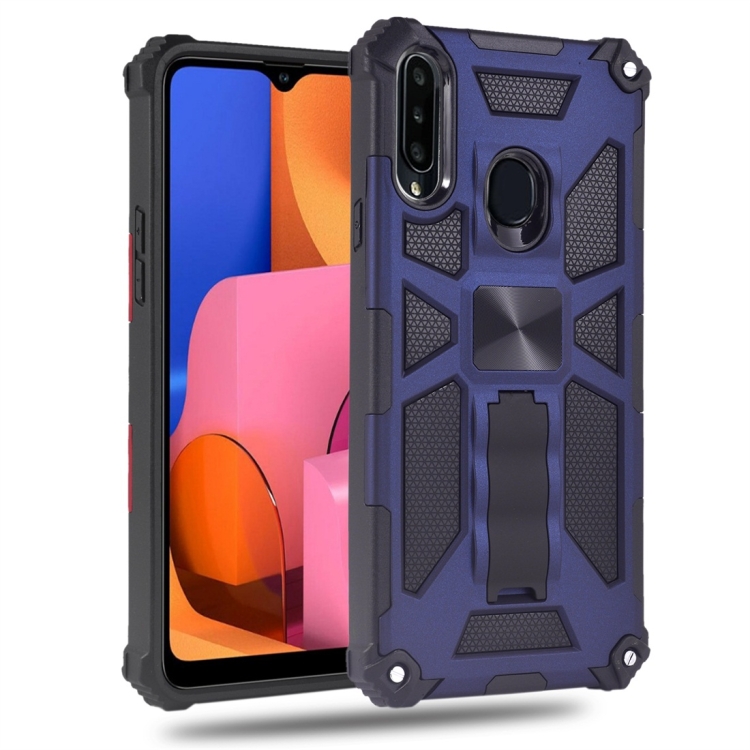 

For Samsung Galaxy A20s Shockproof TPU + PC Magnetic Protective Case with Holder(Blue)