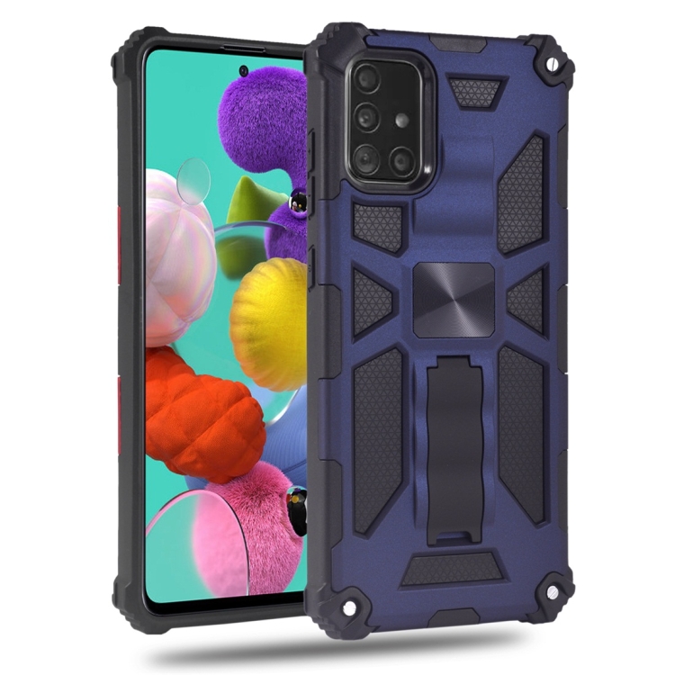 

For Samsung Galaxy A51 Shockproof TPU + PC Magnetic Protective Case with Holder(Blue)