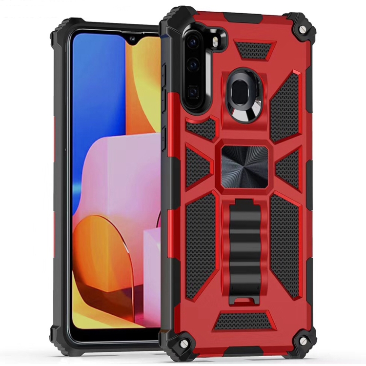 

For Samsung Galaxy A21 Shockproof TPU + PC Magnetic Protective Case with Holder(Red)
