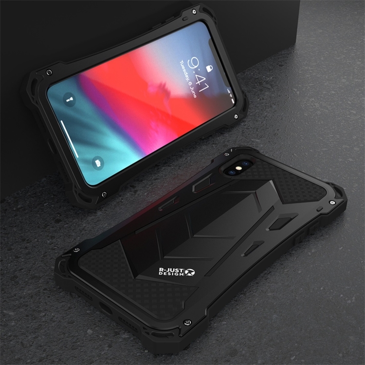 

R-JUST For iPhone X Shockproof Dustproof Metal Armor Protective Case (Black)