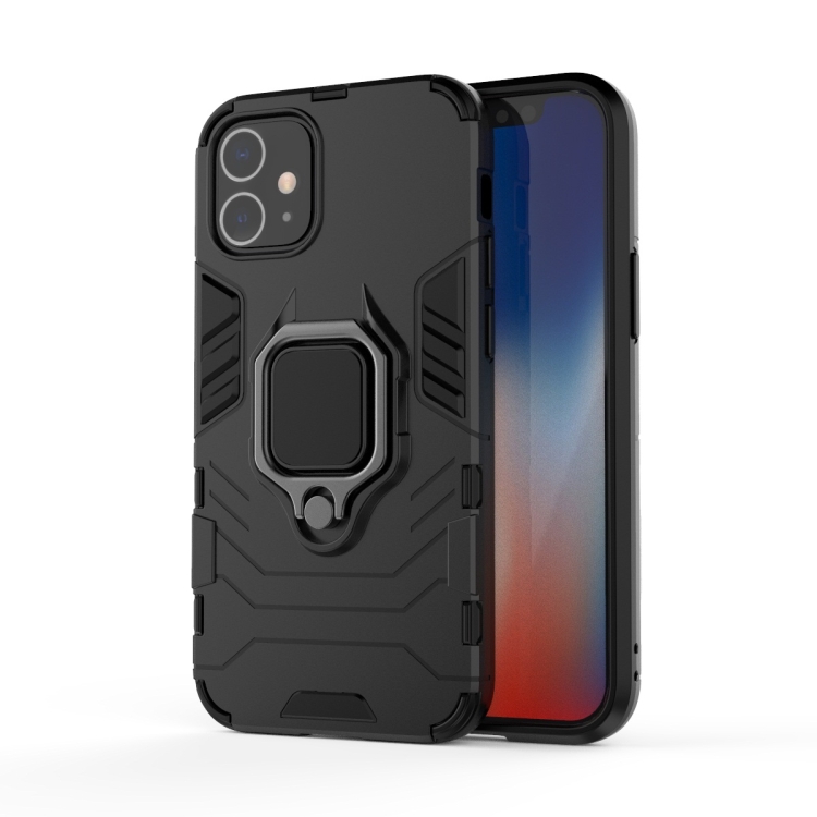 

For iPhone 12 mini Shockproof PC + TPU Protective Case with Magnetic Ring Holder(Black)