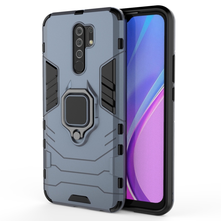 

For Xiaomi Redmi 9 Shockproof PC + TPU Protective Case with Magnetic Ring Holder(Navy Blue)