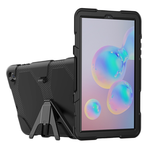 

For Samsung Galaxy Tab S6 Lite P610 Shockproof Colorful Silicon + PC Protective Case with Holder & Pen Slot(Black)