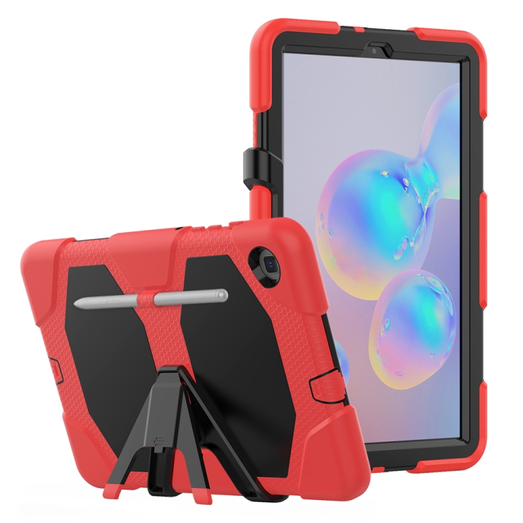 

For Samsung Galaxy Tab S6 Lite P610 Shockproof Colorful Silicon + PC Protective Case with Holder & Pen Slot(Red)