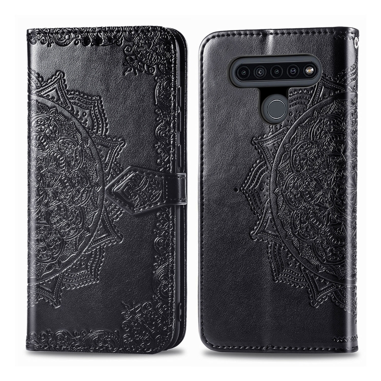

For LG K41S Embossed Mandala Pattern PC + TPU Horizontal Flip Leather Case with Holder & Card Slots & Wallet(Black)
