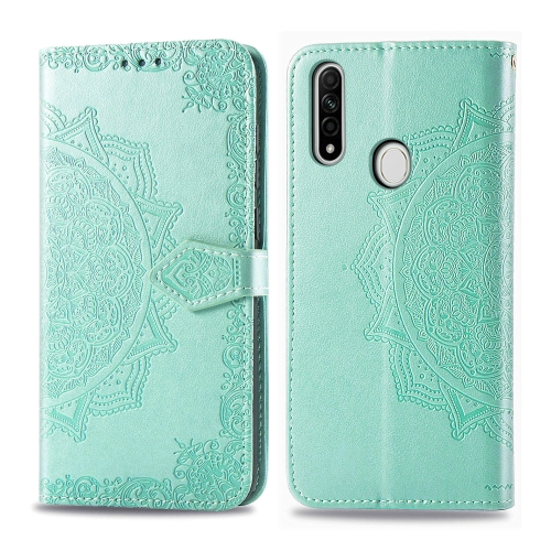 

For OPPO A8 Embossed Mandala Pattern PC + TPU Horizontal Flip Leather Case with Holder & Card Slots & Wallet(Green)