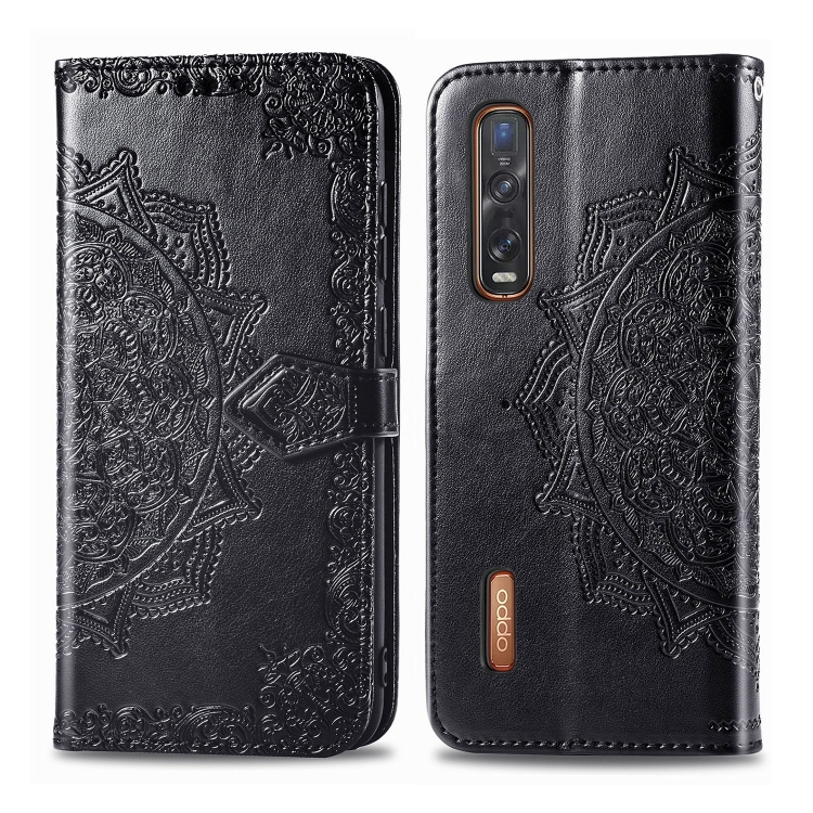 

For OPPO Find X2 Pro Embossed Mandala Pattern PC + TPU Horizontal Flip Leather Case with Holder & Card Slots & Wallet(Black)