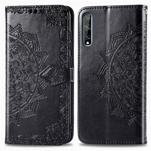 

For Huawei Y8P / Enjoy 10s Embossed Mandala Pattern PC + TPU Horizontal Flip Leather Case with Holder & Card Slots & Wallet(Black)