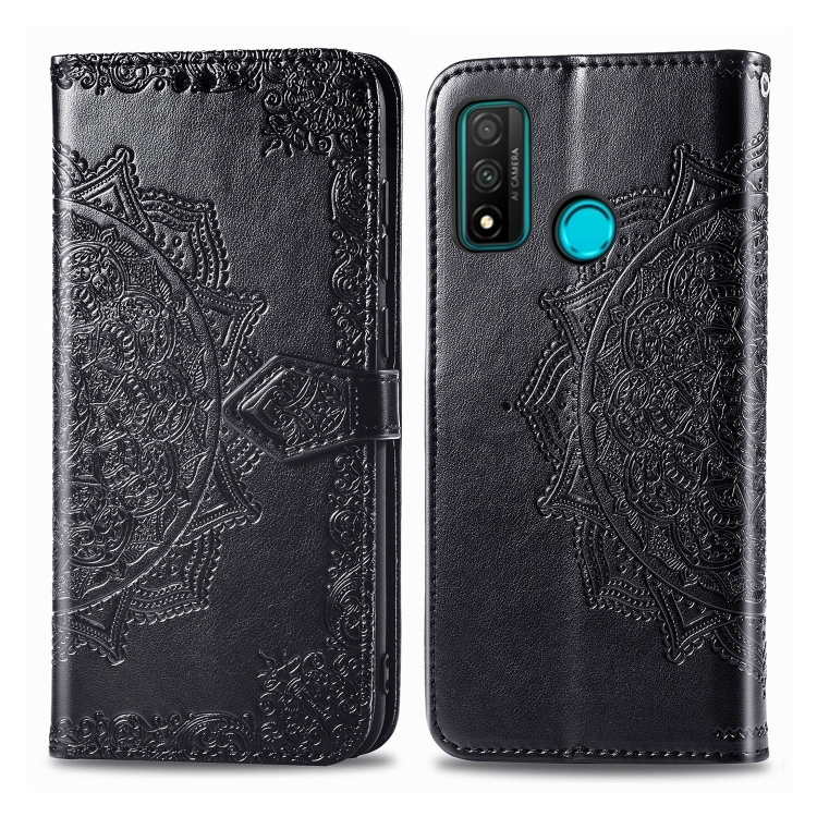 

For Huawei P Smart 2020 Embossed Mandala Pattern PC + TPU Horizontal Flip Leather Case with Holder & Card Slots & Wallet(Black)