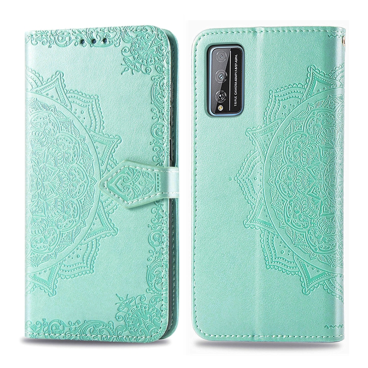 

For Huawei Honor Play 4T Pro Embossed Mandala Pattern PC + TPU Horizontal Flip Leather Case with Holder & Card Slots & Wallet(Green)