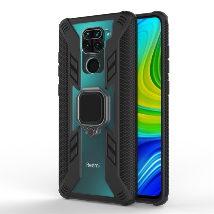 

For Xiaomi Redmi Note 9 Shockproof PC + TPU Protective Case with 360 Degree Rotating Ring Holder(Black)