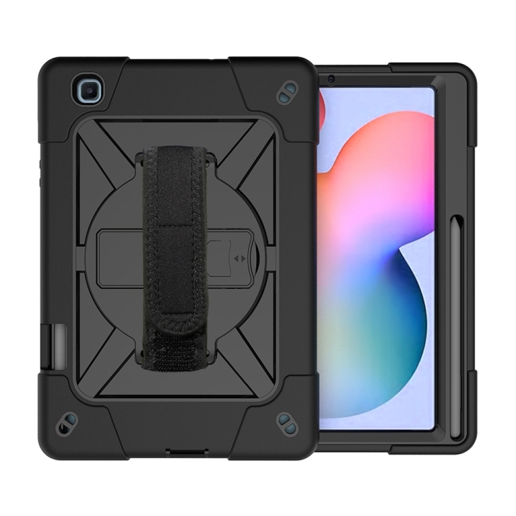 

For Samsung Galaxy Tab S6 Lite P610 Contrast Color Robot Shockproof Silicon + PC Protective Case with Holder & Pen Slot(Black)