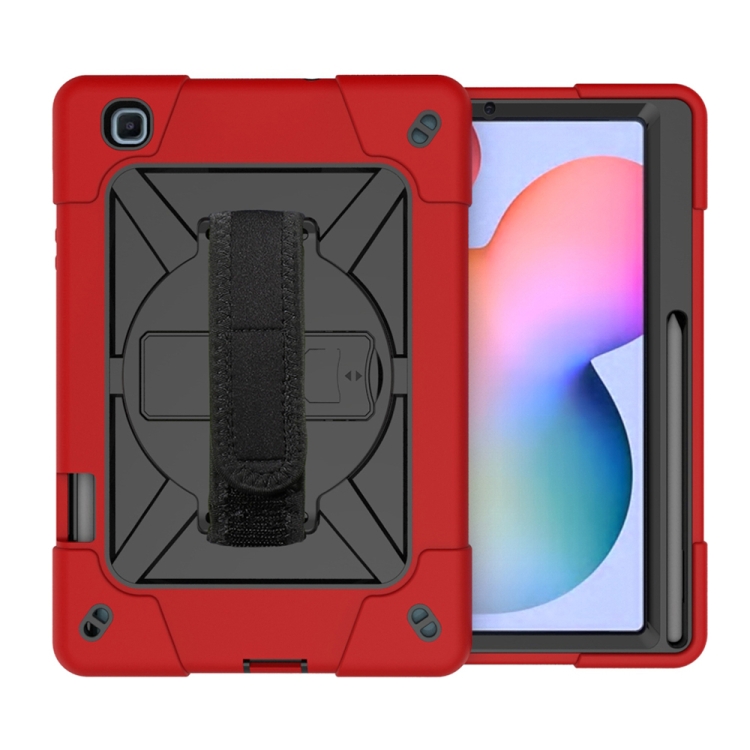 

For Samsung Galaxy Tab S6 Lite P610 Contrast Color Robot Shockproof Silicon + PC Protective Case with Holder & Pen Slot(Red Black)