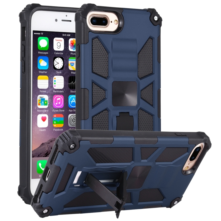 

For iPhone 6 Plus Shockproof TPU + PC Magnetic Protective Case with Holder(Blue)