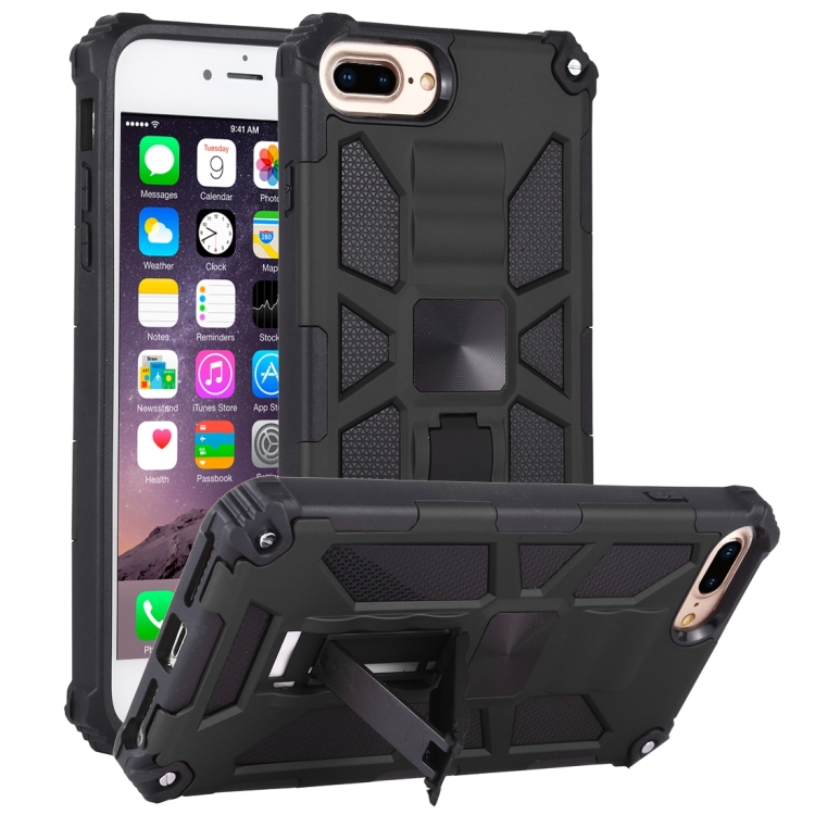 

For iPhone 6 Plus Shockproof TPU + PC Magnetic Protective Case with Holder(Black)