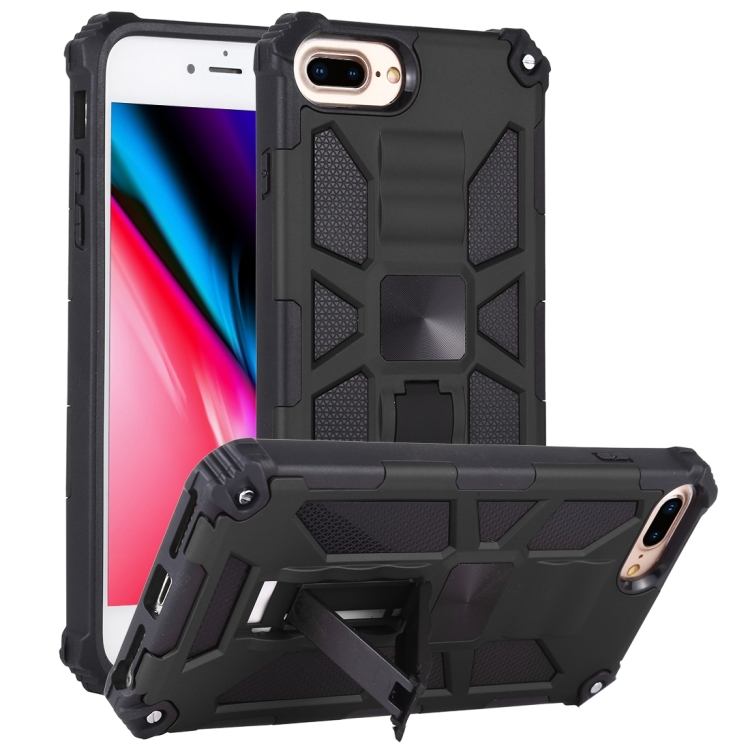 

For iPhone 8 Plus / 7 Plus Shockproof TPU + PC Magnetic Protective Case with Holder(Black)