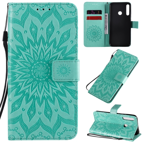 

For Huawei P40 Lite E/Y7p/Honor 9C Embossed Sunflower Pattern Horizontal Flip PU Leather Case with Holder & Card Slots & Wallet & Lanyard(Green)