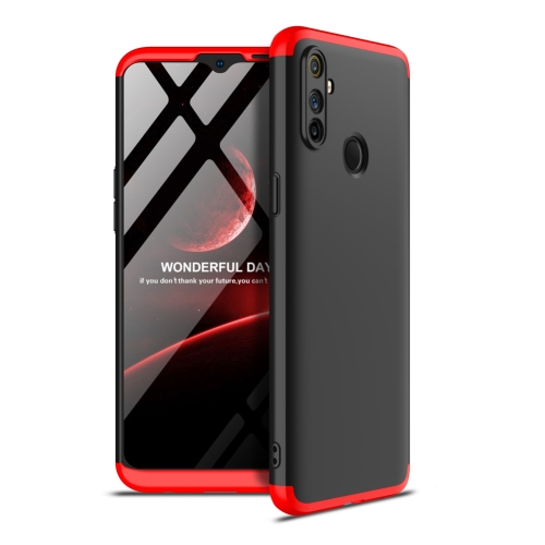 

For OPPO Realme C3 GKK Three Stage Splicing Full Coverage PC Protective Case(Black Red)