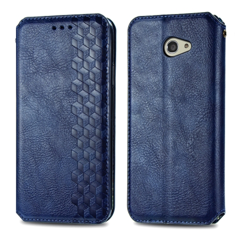 

For KYOCERA Kyv47 Cubic Grid Pressed Horizontal Flip Magnetic PU Leather Case with Holder & Card Slots & Wallet(Blue)