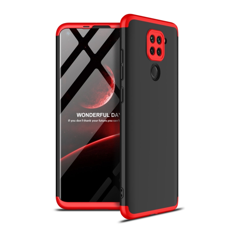 

For Xiaomi Redmi Note 9 GKK Three Stage Splicing Full Coverage PC Protective Case(Black Red)