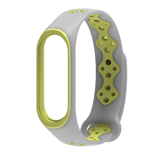

For Xiaomi Mi Band 3 / 4 / 5 Mijobs Sporty Fashion Two-color Replacement Silicone Strap(Gray Green)