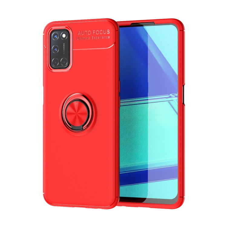 

For OPPO A52 Lenuo Shockproof TPU Protective Case with Invisible Holder(Red)