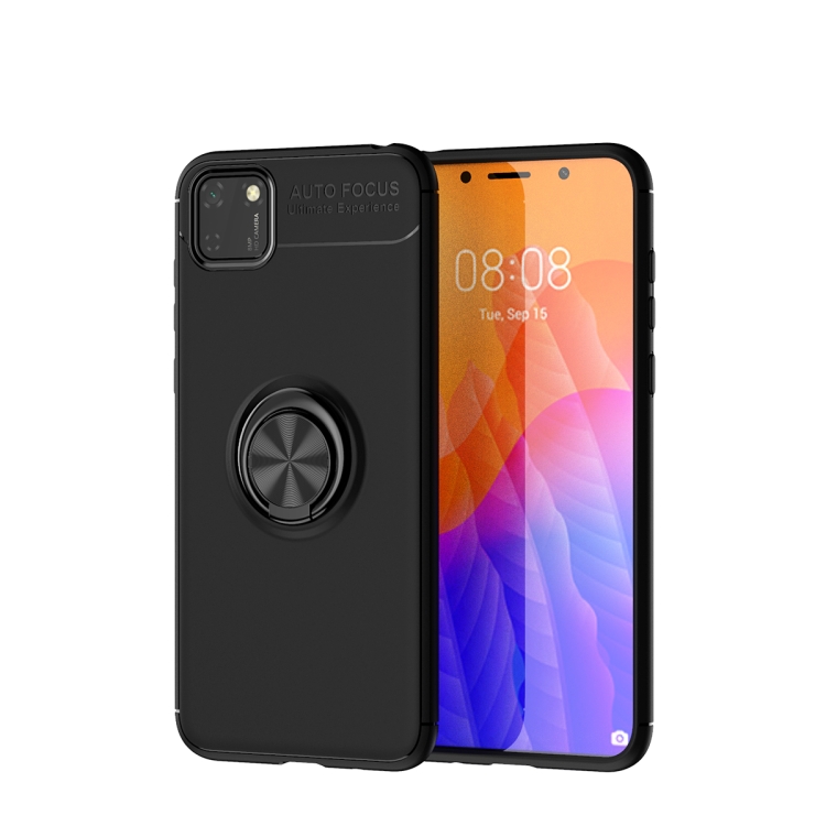 

For Huawei Y5P Lenuo Shockproof TPU Protective Case with Invisible Holder(Black)